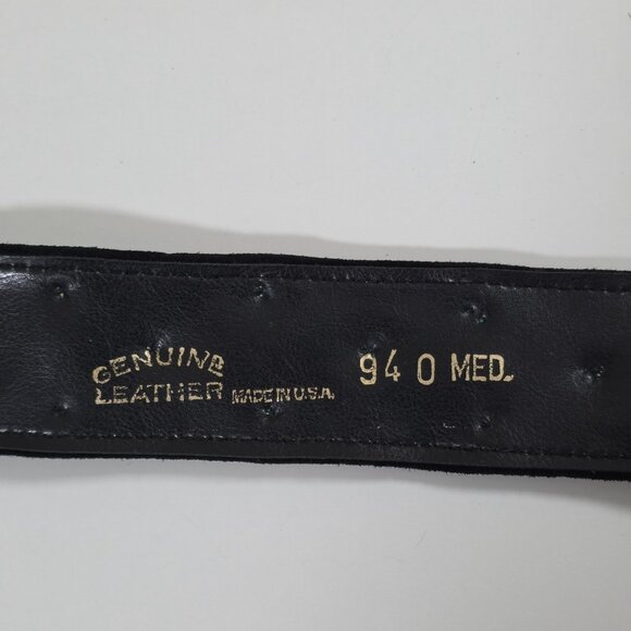 Leather Quilted Studded Belt Womens Black Gold Tone Metal Buckle Whimsigoth Y2K - Picture 3 of 10